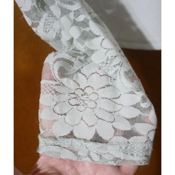 Women's Yingxi Jacket Blouse Sz L Mint Green Lace LS Zipper Detail Unique GUC - Picture 7 of 7